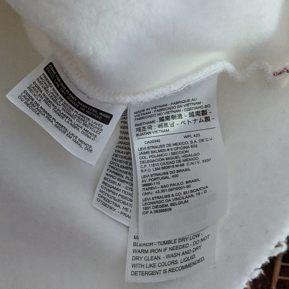 Levi's Two Horse Raw Cut Hem Hoodie White Women's M - Picture 4 of 8